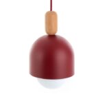 Burgundowa lampa wisząca Loft Ovoli - drewniana kulka