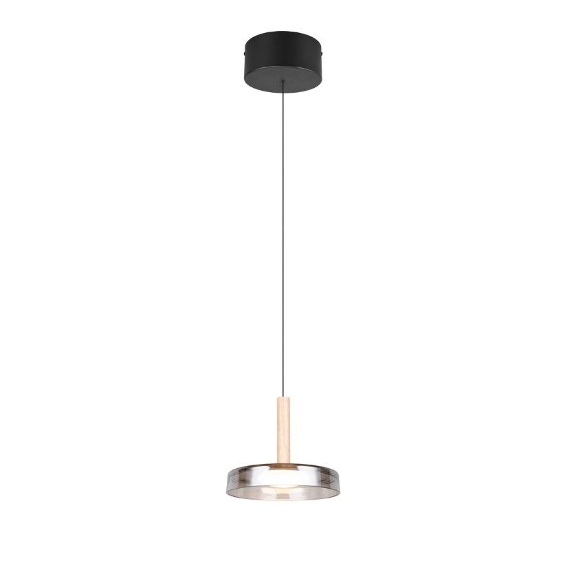 Czarna lampa wisząca Celeste LED - płaski szklany klosz