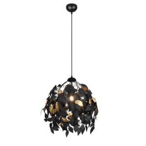 Czarna lampa wisząca Leavy 38cm - dekoracyjne listki