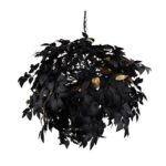 Czarna lampa wisząca Leavy 70cm - ozdobne liście