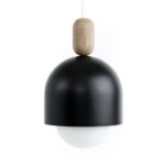 Czarna lampa wisząca Ovoli - drewno