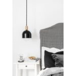 Czarna lampa wisząca do sypialni Loft Ovoli
