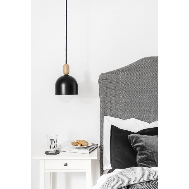 Czarna lampa wisząca do sypialni Loft Ovoli