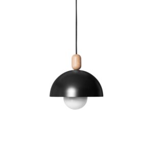 Czarna lampa wisząca nad stolik Medivo - drewniany detal