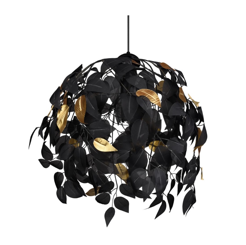 Czarna lampa wisząca z liściami Leavy 38cm