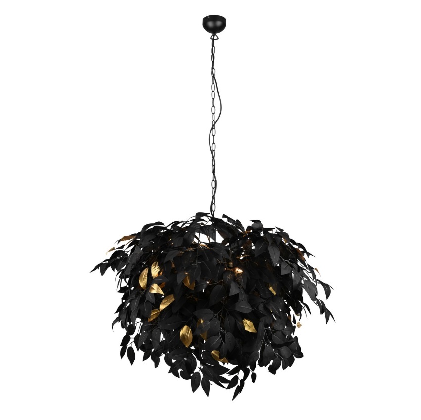 Designerska lampa wisząca Leavy 70cm - czarno-złote liście