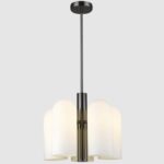 Elegancka czarna lampa wisząca Seoul - mleczne szklane klosze