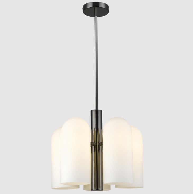 Elegancka czarna lampa wisząca Seoul - mleczne szklane klosze