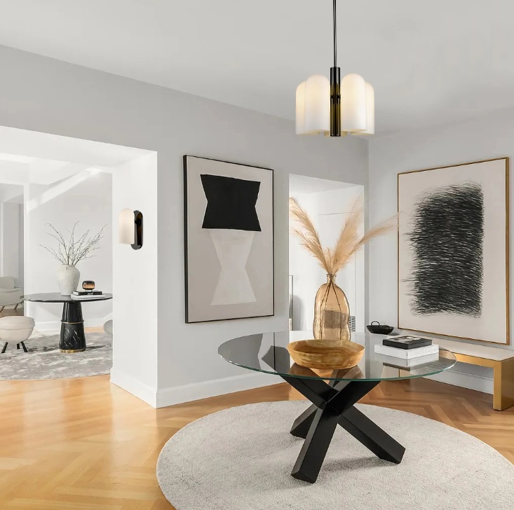 Elegancka czarna lampa wisząca do salonu Seoul - szklane klosze