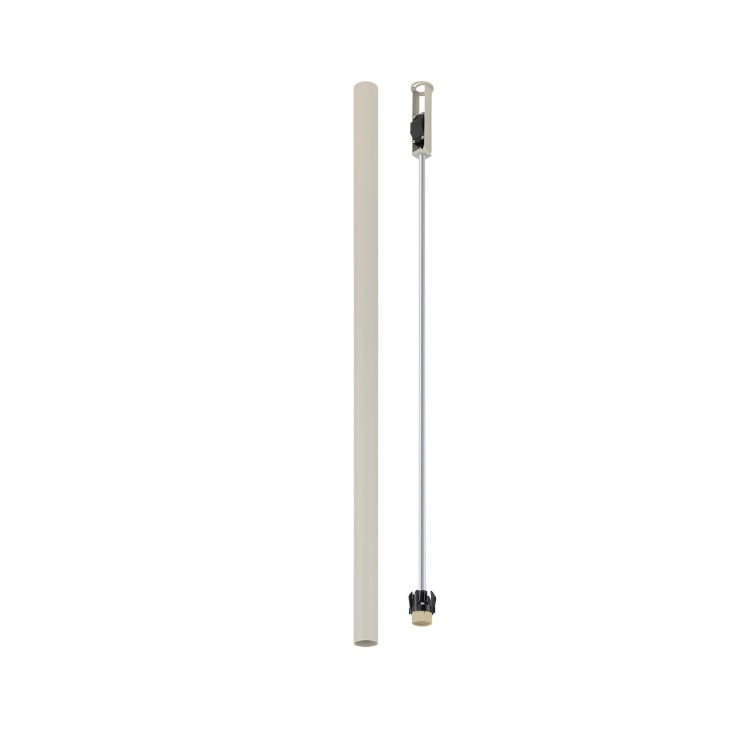 Jasnoszara cienka lampa sufitowa tuba Fourty L 90cm