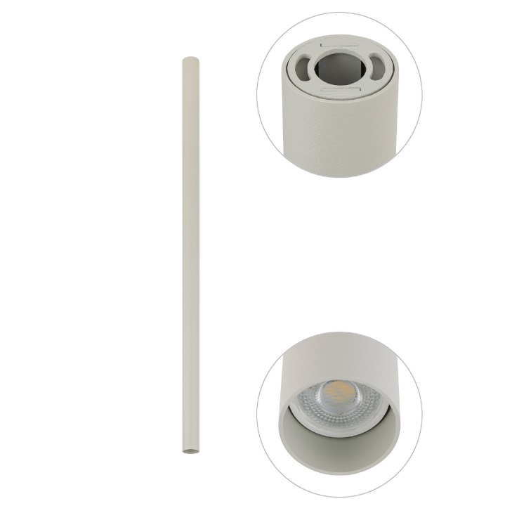 Jasnoszara lampa sufitowa tuba Fourty L 90cm - smukła