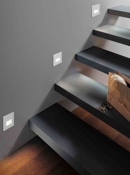 Kwadratowa biała oprawa przyschodowa EDGE - LED 1,2W