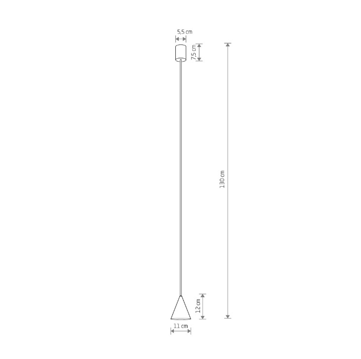 Mała czarna lampa wisząca Zenith XS - wymiary