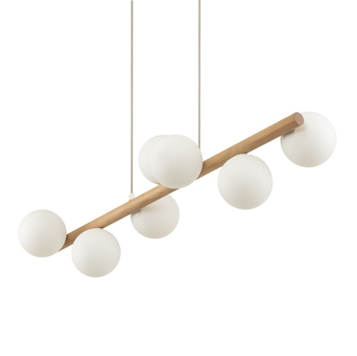 Podłużna lampa wisząca nad stół Estera Wood TK 7 - drewniana