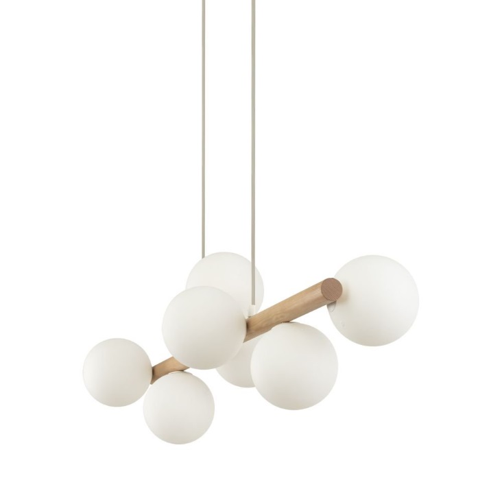 Podłużna lampa wisząca nad stół Estera Wood TK 7 - z drewna