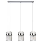 Srebrna klasyczna lampa wisząca nad stół Vetro 3 - kryształowa