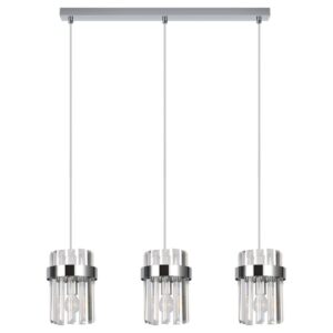 Srebrna klasyczna lampa wisząca nad stół Vetro 3 - kryształowa