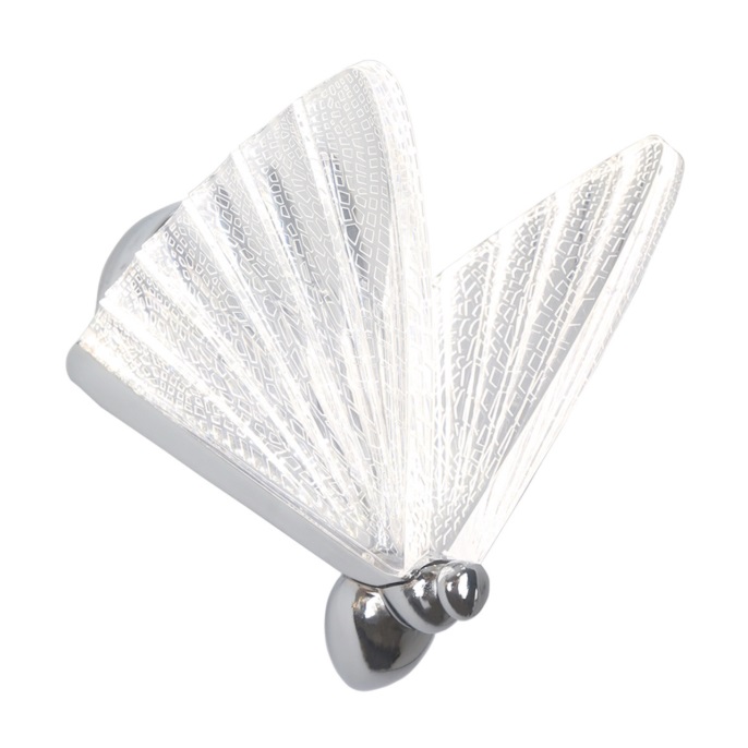 Srebrny kinkiet motyl do salonu art deco Mariposa LED CCT