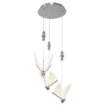 Srebrny żyrandol art deco motyle Mariposa 3 LED CCT