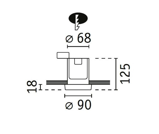 Szklane oczko wpuszczane do łazienki Luena 35W IP65 - montaż