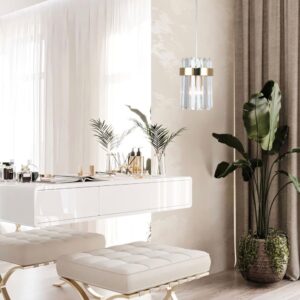Złota elegancka lampa wisząca Vetro - kryształki glamour