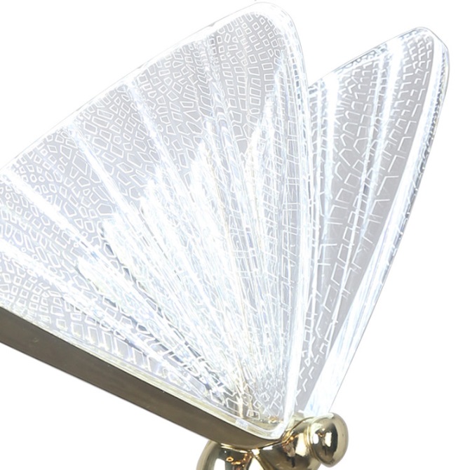 Złoty żyrandol art deco Mariposa 3 LED CCT - motyl