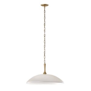 Biała elegancka lampa wisząca Delarosa - styl modern farmhouse, okrągły szeroki klosz