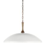 lampa wiszaca szeroki płaski bialy klosz elegancka w stylu modern farmhouse Delarosa Elstead