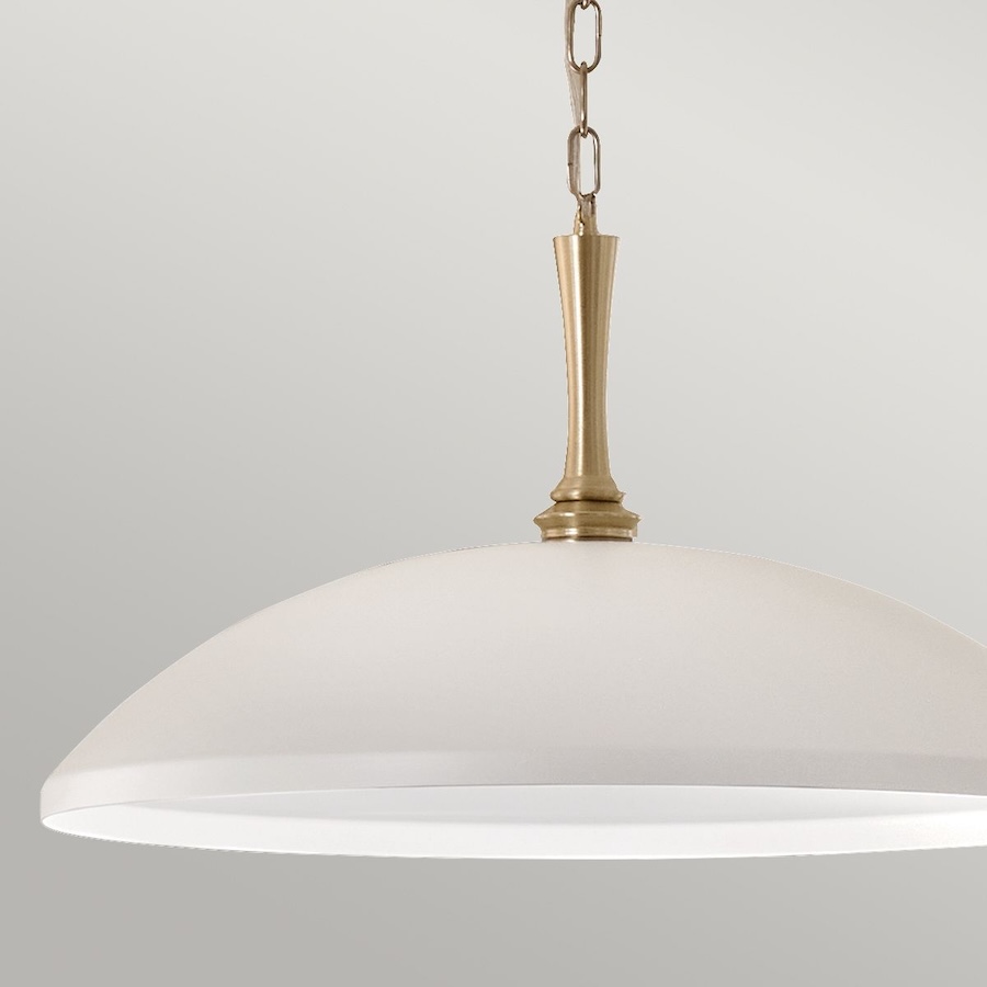 szeroka lampa wiszaca bialy płaski klosz styl elegancki Delarosa Elstead