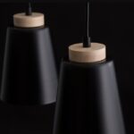 3-punktowa czarna lampa wisząca Bolero 3 - drewno