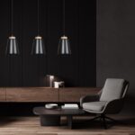 3-punktowa czarna lampa wisząca Bolero 3 - nad ławę w salonie