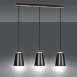 3-punktowa czarna lampa wisząca Bolero 3 - nad stolik w salonie