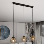 3-punktowa lampa wisząca do salonu Cosmo 3 - miodowe szkło