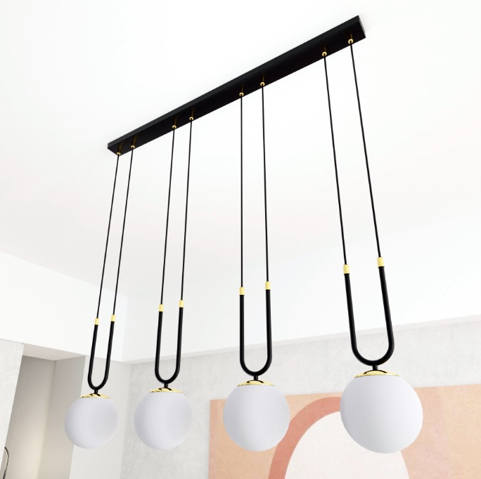 4-punktowa lampa wisząca Glam 4- kule na łuku