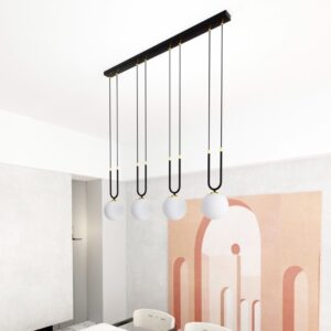 4-punktowa lampa wisząca do jadalni Glam 4- kule na łuku