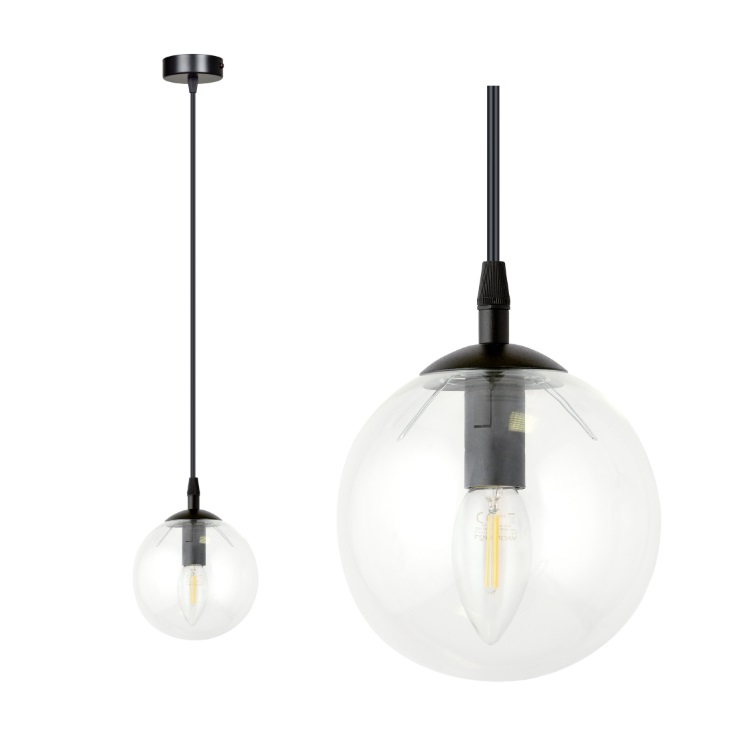 Bezbarwna lampa wisząca Cosmo - transparnetna kula