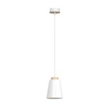 Biała lampa wisząca nad wyspę Bolero - drewniany uchwyt