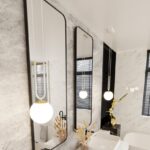 Biało-złota lampa wisząca do łazienki Glam - kula
