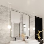 Biało-złota lampa wisząca nad umywalkę Glam - kula