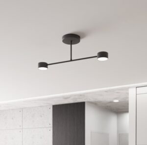 Czarna lampa sufitowa do przedpokoju Halo 2 - płaska