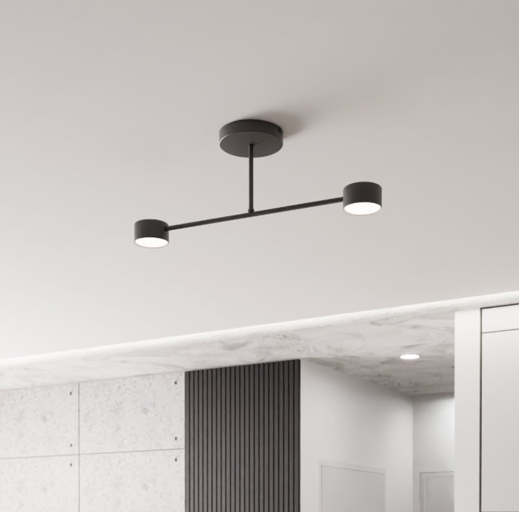 Czarna lampa sufitowa do przedpokoju Halo 2 - płaska