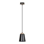 Czarna lampa wisząca Bolero - drewniany uchwyt