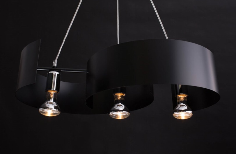 Czarna lampa wisząca Vixon 3 - gięta blacha
