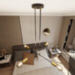 Czarno-złota lampa wisząca Vesio 4 - salon