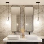 Czarno-złota lampa wisząca łazienkowa Glam - kula