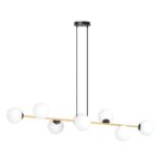 Czarno-złota lampa wisząca nad stół Gravity 8 - mleczne kule