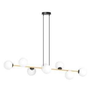 Czarno-złota lampa wisząca nad stół Gravity 8 - mleczne kule