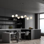 Czarno-złota lampa wisząca nad stół w kuchni Gravity 8 - mleczne kule