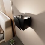 Czarny minimalistyczny kinkiet Frost nad łóżko