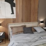 Czarny minimalistyczny kinkiet Frost - sypialnia